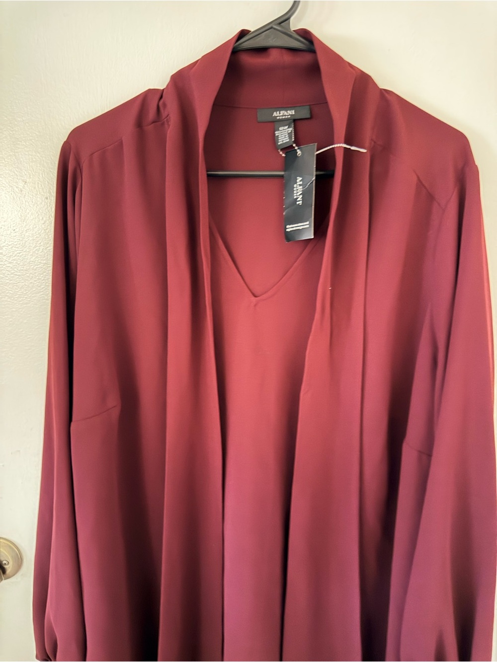 Alfani Women's Wine Red Open-Front Drape Jacket